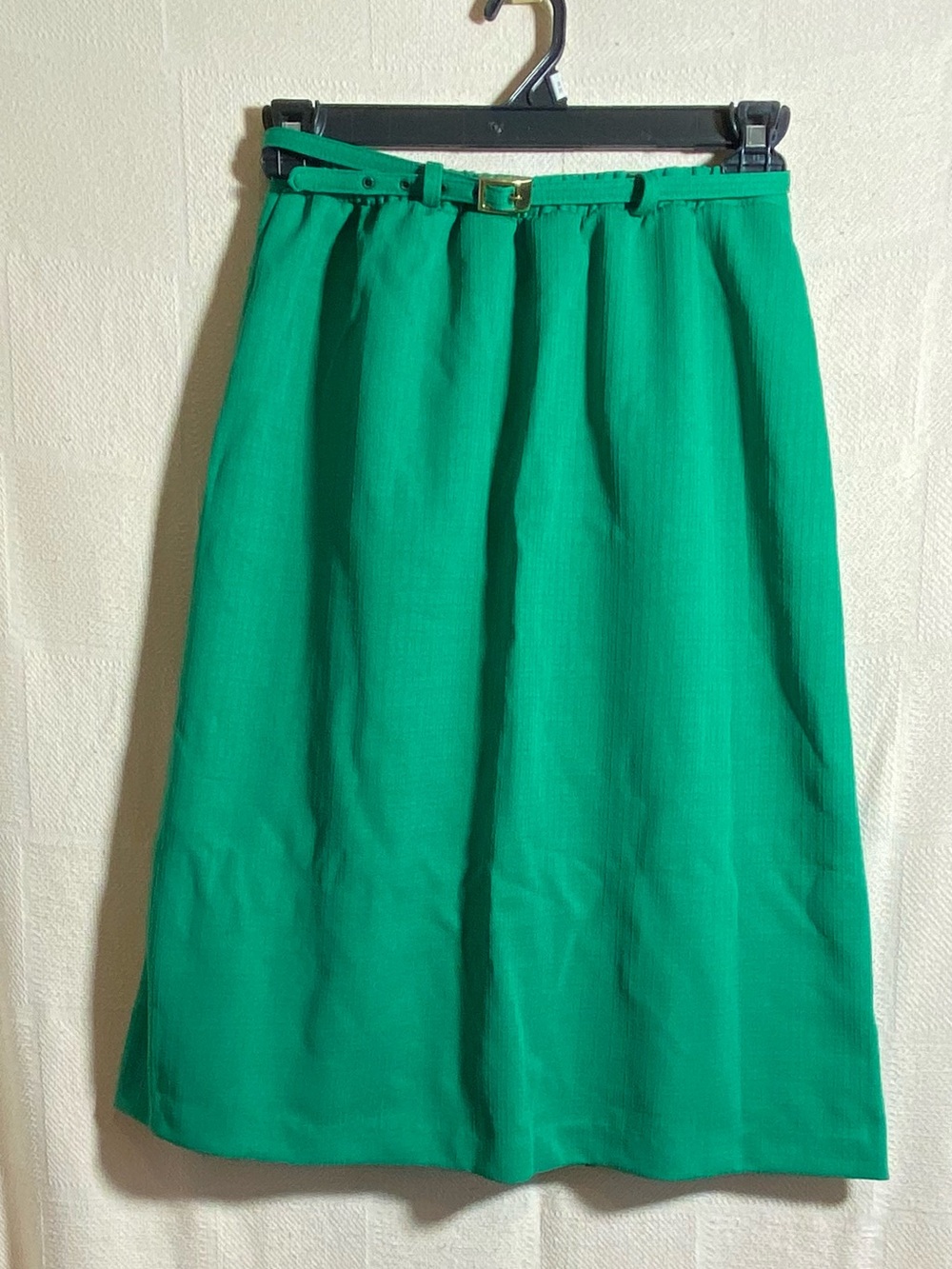 Vintage Blair Kelly Green High-Waist A-Line Skirt with Slim Belt